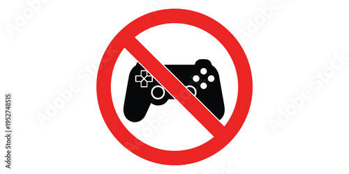 No video game controller allowed sign with red circle and line