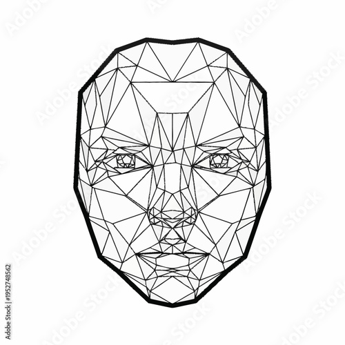 Geometric Human Face Wireframe Illustration.