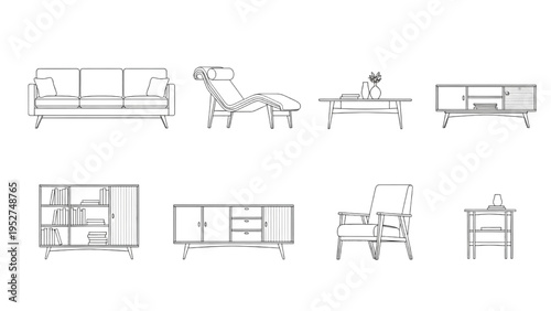 Set of modern furniture for home and office