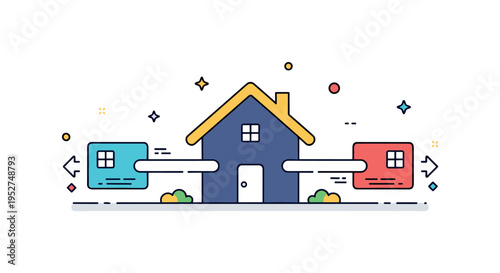 Expandable living spaces compact house silhouette with additional modules sliding outward from both sides, suggesting flexible growth and adaptability. A