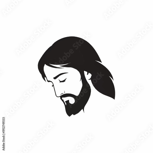 Jesus Christ Religious Iconography Portrait Illustration.