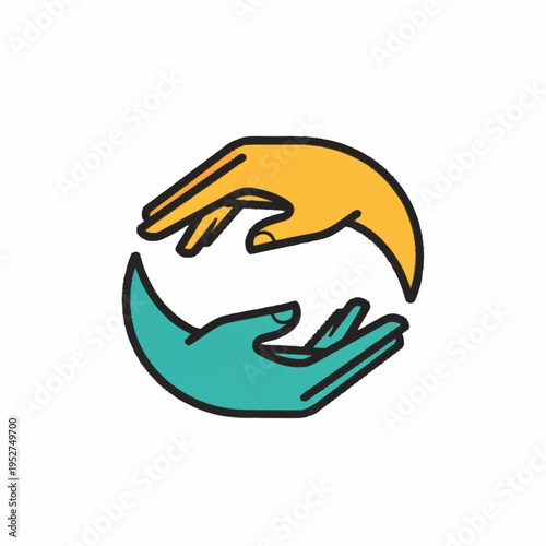 Two hands forming a circular shape, symbolizing connection and support.