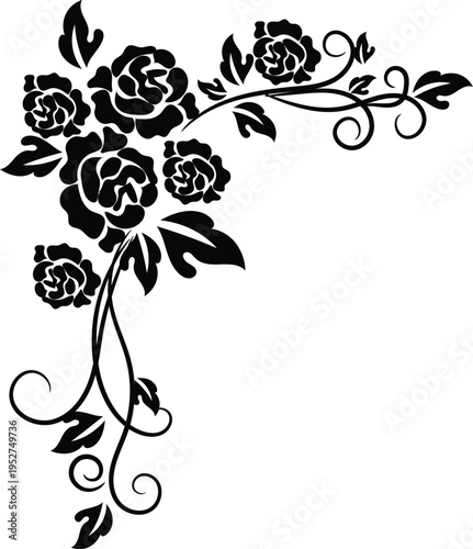 Abstract floral vector pattern with leaves roses and butterflies decorative nature design