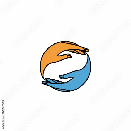 Two hands forming a circular symbol of connection and balance.