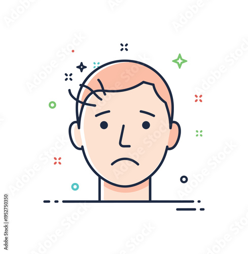 Sudden paleness reaction shown through a head silhouette with a lightened complexion and small stress lines near the forehead, conveying shock or dizziness. A