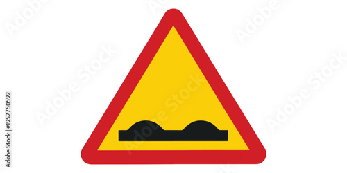 Road sign warning of bumps ahead on the road isolated on white background