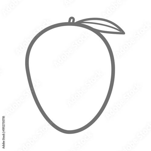 マンゴーのシンプルな線画アイコン モノクロの果物イラスト