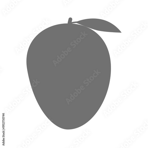 マンゴーのシンプルな白黒アイコン フラットな果物イラスト