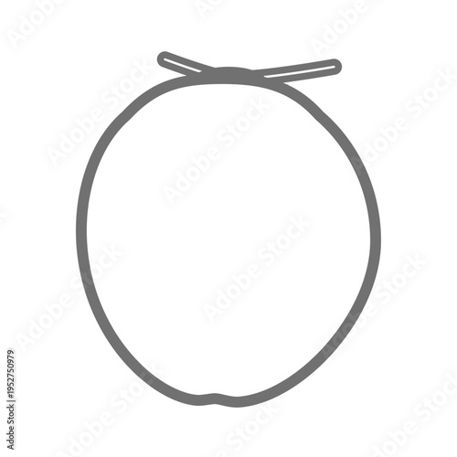 ココナッツのシンプルな線画アイコン モノクロの果物イラスト
