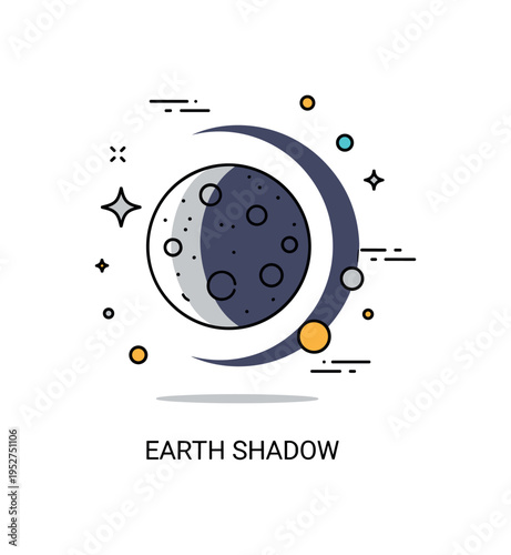 Astronomical events lunar eclipse scene featuring a full moon gradually shaded by a curved shadow arc, symbolizing orbital mechanics and celestial rhythm. The