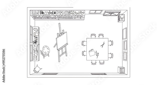 Vector illustration of office interior with furniture and meeting table