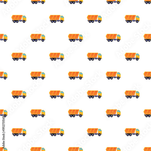 Orange dumper trucks creating a repeating pattern on a white background