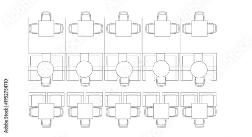 Set of 12 chair table layout icons vector