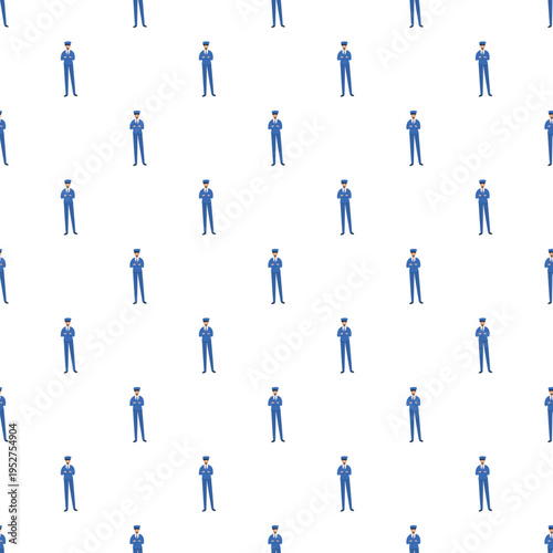 Security officers standing with folded arms in a seamless pattern design