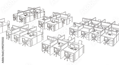 Set of office cubicles and workstations vector