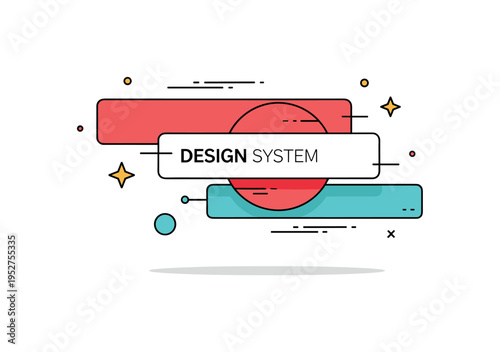 Abstract geometric balance centered on layered rectangles and a contrasting circle creating visual tension. Gentle shadow separation and a small ?Design