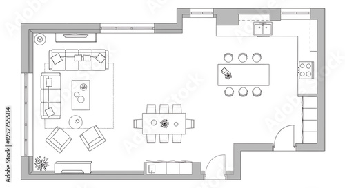 Vector floor plan template, office layout