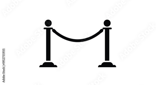 Black rope barrier with finials a simple graphic silhouette