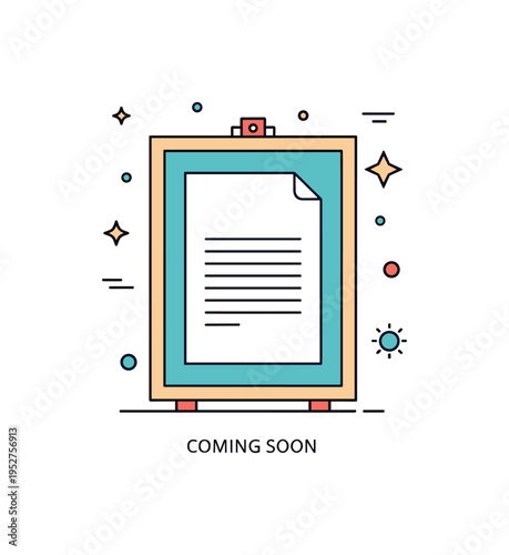 Faded poster frame empty announcement board with a simple frame and a nearly blank sheet inside, suggesting anticipation and space for new messages. A subtle