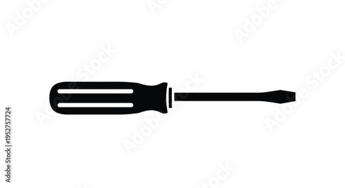 Flathead screwdriver icon simple design black and white silhouette