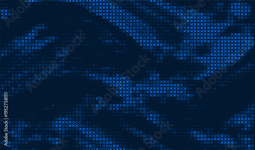 Abstract ascii big data ai background with computer code. Cyber technology random art for digital texture and pattern design for banner.