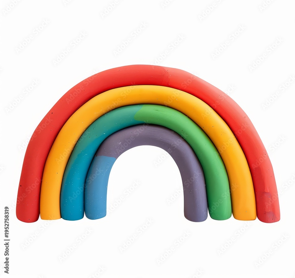 Obraz premium Clay rainbow on cardboard cutout isolated on white background