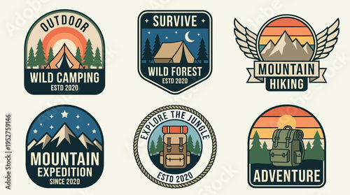 Camping Adventure Badges Set