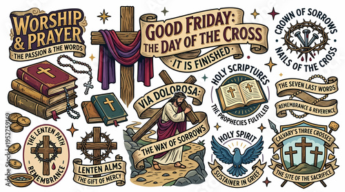 Christianity Easter Symbols, Jesus Cross, Bible, Holy Spirit