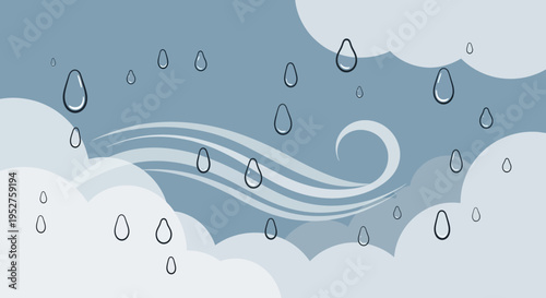 Abstract Rainy Sky with Swirling Clouds and Wind Gusts