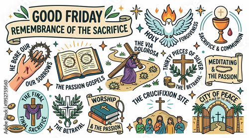 Good Friday Christian Symbols Illustration