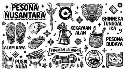 Indonesia Culture Doodle Art: Pesona Nusantara Collection