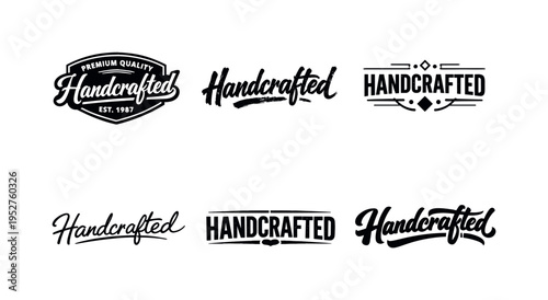 Handcrafted. Set lettering. harmonious lettering variations of the same emblematic concept, each with different artistic interpretation (Retro vintage badge