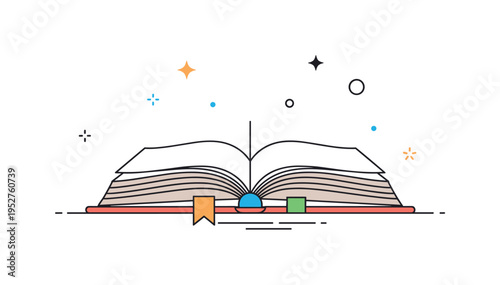 Open pages symmetry design illustrated by a centered book spine and evenly curved pages forming a soft arch shape, expressing balance and harmony in layout.