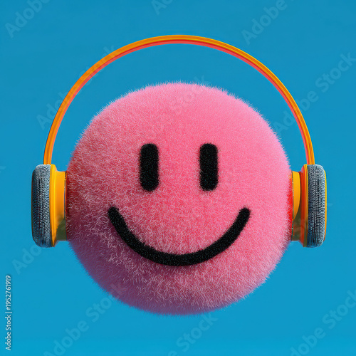 Cute Smiles Made Of Noise lofi album cover art with neon headphones emoji