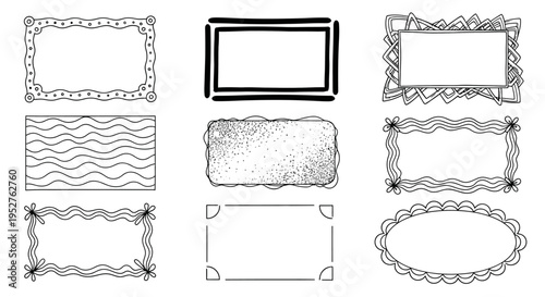 hand drawn doodle frames and decorative borders collection ideal for creative graphic design social media and invitations.