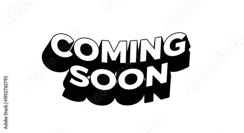 stylish coming soon text with a modern shadow effect perfect for marketing announcements web banners and new product promotions.
