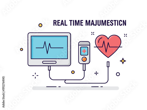 Real time pulse measurement scene with a compact monitor screen and a finger clip sensor connected by a thin cable, symbolizing medical diagnostics and