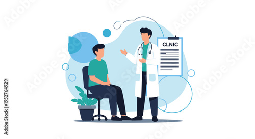 Doctor consulting patient in clinic, medical examination, healthcare concept