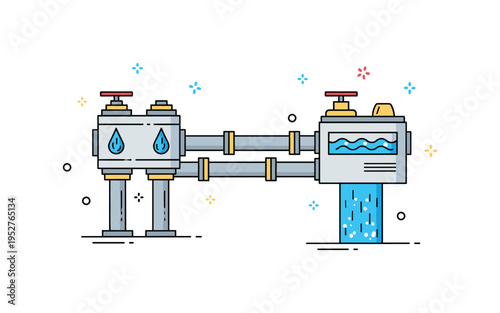Stormwater and sewage separation system showing dual pipelines leading into different processing units, symbolizing organized flow control and modern