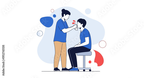 Doctor examining patient's throat, medical check-up, healthcare concept illustration