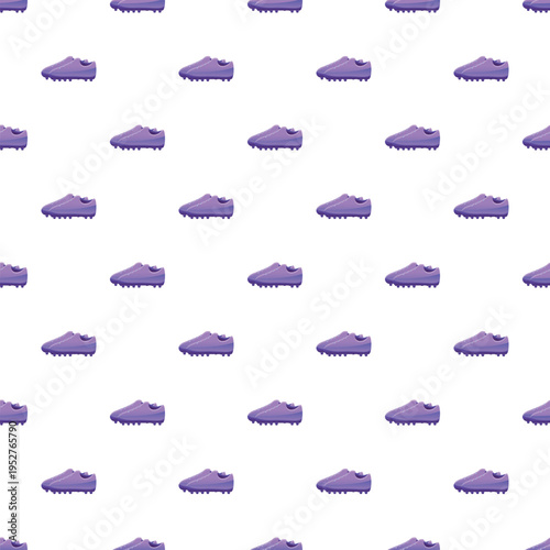 Purple soccer cleats creating a seamless pattern for sports background