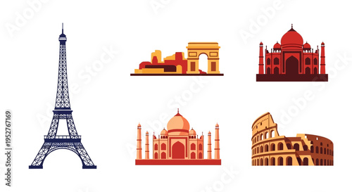 icons of famous landmarks around the world