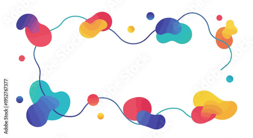 Colorful Abstract Fluid Shapes Border Frame on White Background