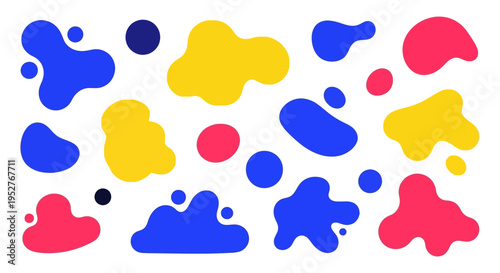 Vibrant colorful abstract shapes on white background