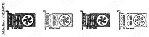 Sketch graphics card icon design set