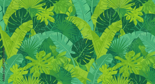 vibrant green tropical leaf seamless pattern