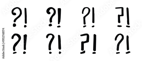 A series of question mark and exclamation point symbols