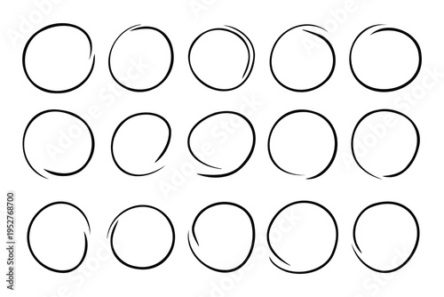A series of 15 imperfect circles in three rows