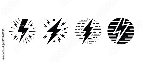 Four lightning bolt footprints in different patterns