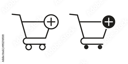Add to cart icon Line Design Vector Illustration. Solid Black icons